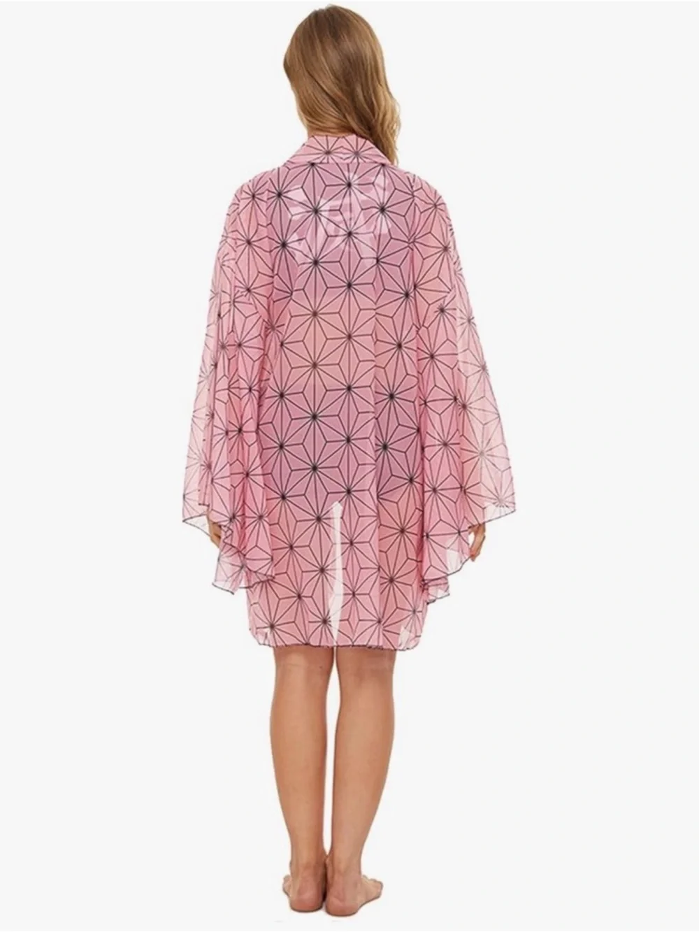 Women's Pink Geometric Swim Cover-Up Kimono - Picture 6 of 6